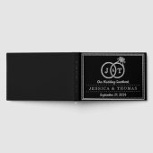 シックフェイクシルバーフォイル結婚モノグラムリングや輪 ゲストブック (全面)