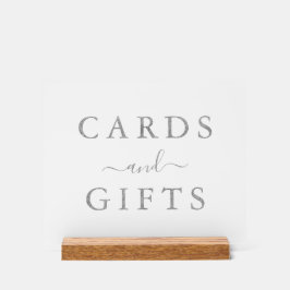 シックフェイクシルバーフォイル結婚式カード&ギフト アクリルサイン