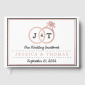 シックフェイクバラゴールドフォイルモノグラム結婚ズリングや輪 ゲストブック (正面)