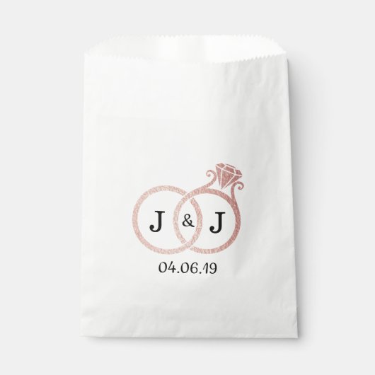 シックフェイクバラゴールドフォイルモノグラム結婚ズリングや輪 フェイバーバッグ (正面)