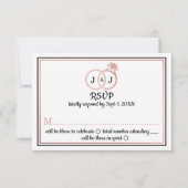 シックフェイクバラゴールドフォイルモノグラム結婚ズリングや輪 招待状 (正面)