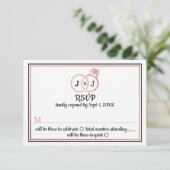 シックフェイクバラゴールドフォイルモノグラム結婚ズリングや輪 招待状 (スタンド正面)