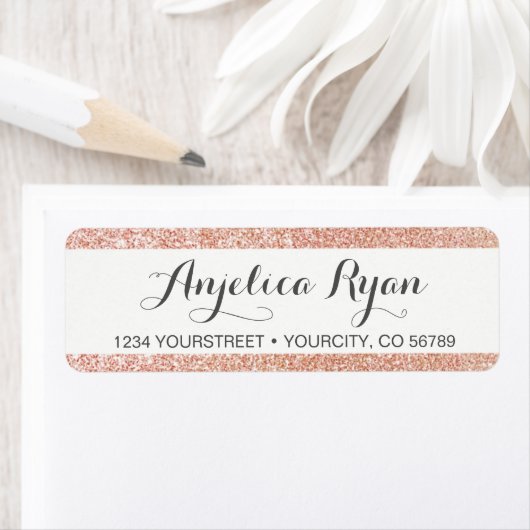 シックフェイクバラ金ゴールドグリッター差出人住所ラベル ラベル (インサイチュ)