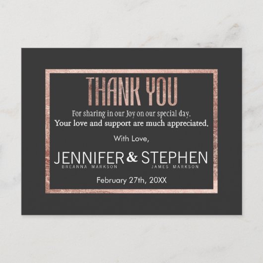 シックフェイクバラ金ゴールドサンキューポストカード ポストカード (正面)