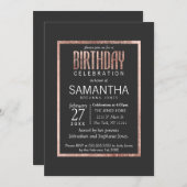 シックフェイクバラ金ゴールドバースデーパーティ招待状 招待状 (正面/裏面)