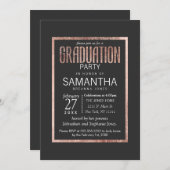 シックフェイクバラ金ゴールド卒業パーティー招待状 招待状 (正面/裏面)