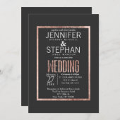 シックフェイクバラ金ゴールド結婚式招待状 招待状 (正面/裏面)