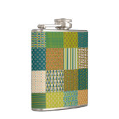 シックフェイクパッチワーク、アースカラー、スキットル フラスク (右)