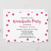 シックフェイクピンクグリッターバチェロレッテ 招待状 (正面/裏面)