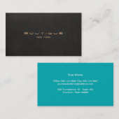 シックフェイクブティックブラックリネンターコイズバック 名刺 (正面/裏面)