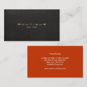 シックフェイクブティックブラックリネンビジネスカード 名刺 (正面/裏面)