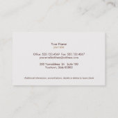 シックフェイクブティックブラックリネンブルーバタフライ 名刺 (裏面)