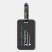 シックフェイクブラッシュメタルブラックティール(緑がかった色)モノグラム ラゲッジタグ (裏面縦)