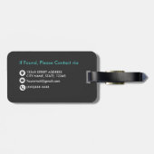 シックフェイクブラッシュメタルブラックティール(緑がかった色)モノグラム ラゲッジタグ (裏面横)