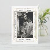 シックフェイクホワイトゴールド箔アールデコ保存日 案内状 (スタンド正面)