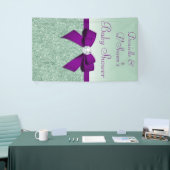 シックフェイクミントシークインパープルボウ赤ちゃんシャワー 横断幕 (トレードショー)