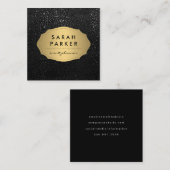 シックフェイクメタリックドットパターン付き金ゴールドラベル スクエア名刺 (正面/裏面)