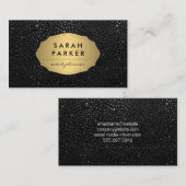 シックフェイクメタリックドットパターン付き金ゴールドラベル 名刺 (正面/裏面)