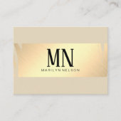 シックフェイクモノグラムでブラシされた金ゴールド/ベージュ 名刺 (正面)