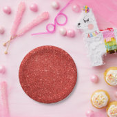 シックフェイクレッドグリッター紙プレート ペーパープレート (パーティー)