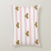 シックフェイク金ゴールドきらびやかなハートピンクストライプ色 アクセントクッション (正面(垂直))