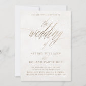 シックフェイク金ゴールドとベージュテクスチャ結婚ズ 招待状 (正面)