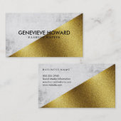 シックフェイク金ゴールドと幾何グランジ色ブロック 名刺 (正面/裏面)