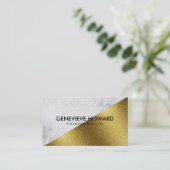 シックフェイク金ゴールドと幾何グランジ色ブロック 名刺 (スタンド正面)