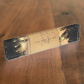 シックフェイク金ゴールドグラムブラッシュストロモノグラムのーク デスクネームプレート (側面)