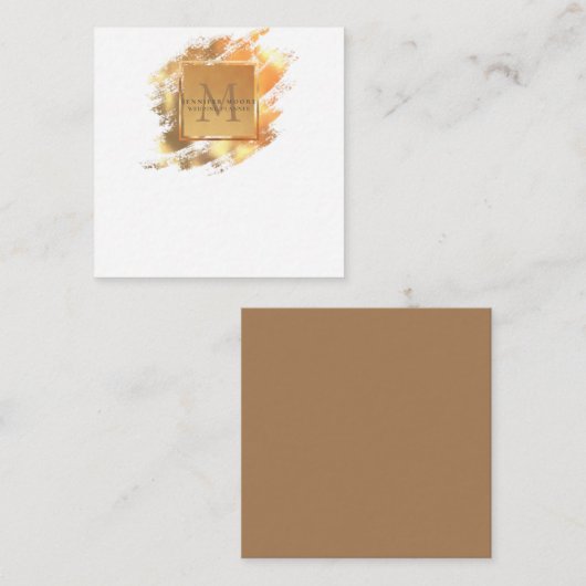 シックフェイク金ゴールドグラムブラッシュストロモノグラムのーク ノートカード (正面/裏面)