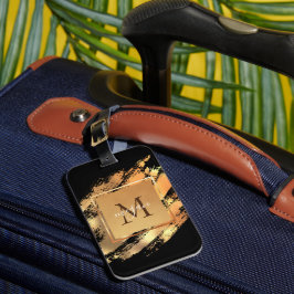 シックフェイク金ゴールドグラムブラッシュストロモノグラムのーク ラゲッジタグ