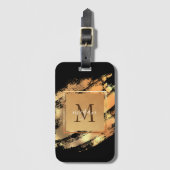 シックフェイク金ゴールドグラムブラッシュストロモノグラムのーク ラゲッジタグ (正面縦)