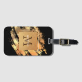 シックフェイク金ゴールドグラムブラッシュストロモノグラムのーク ラゲッジタグ (正面横)