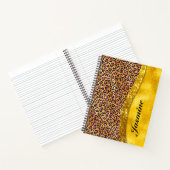 シックフェイク金ゴールドグリッターピンクアニマルプリントモノグラム ノートブック (内部)