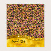 シックフェイク金ゴールドグリッターピンクアニマルプリントモノグラム 名刺 (外部フラット)