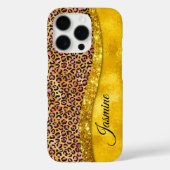 シックフェイク金ゴールドグリッターピンクアニマルプリントモノグラム Case-Mate iPhoneケース (裏面)