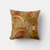 シックフェイク金ゴールドサイケデリックらせん状パターン クッション (正面)