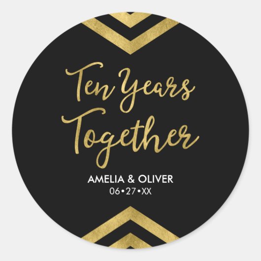 シックフェイク金ゴールドシェブロン10周年記念パーティー ラウンドシール (正面)