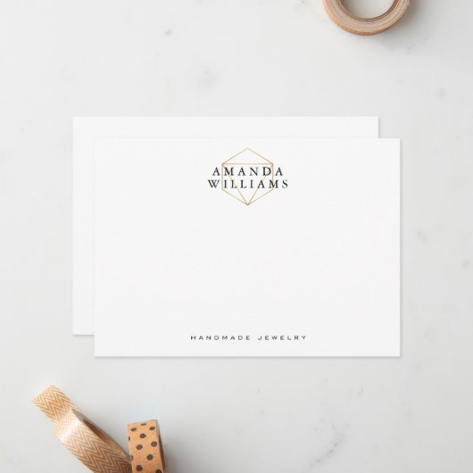 シックフェイク金ゴールドジェムストーンジュエリーフラットノートカード ノートカード (正面/裏面インサイチュ)