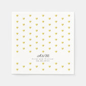 シックフェイク金ゴールドハートパター結婚ン スタンダードカクテルナプキン (正面)