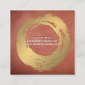 シックフェイク金ゴールドブラシ付きレッドレザー スクエア名刺 (裏面)