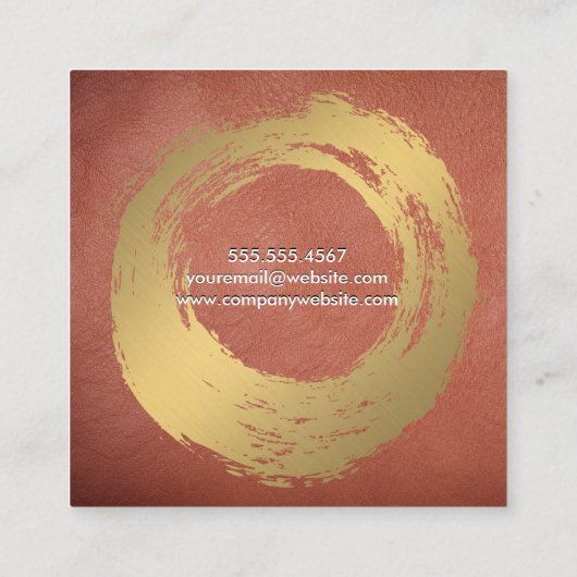 シックフェイク金ゴールドブラシ付きレッドレザー スクエア名刺 (裏面)