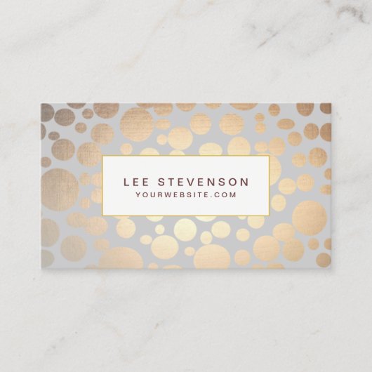 シックフェイク金ゴールドリーフサークル薄い灰色 名刺 (正面)