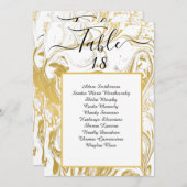 シックフェイク金ゴールド大理石テーブル番号座席表 案内状 (正面/裏面)