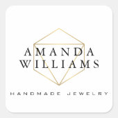 シックフェイク金ゴールド宝石ジュエリーデザイナーホワイト スクエアシール (正面)