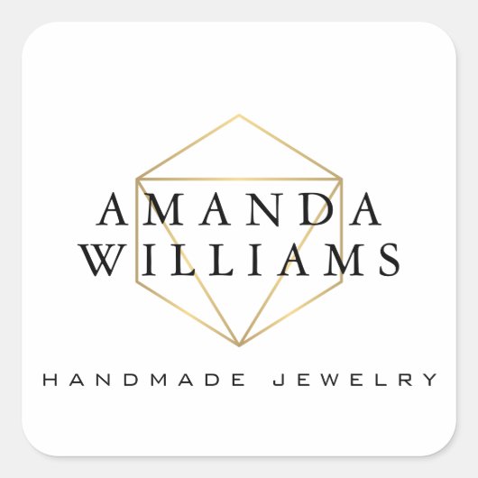 シックフェイク金ゴールド宝石ジュエリーデザイナーホワイト スクエアシール (正面)