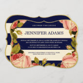 シックフェイク金ゴールド |ボタニカルブライダルシャワー招待状 招待状 (正面/裏面)