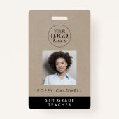 シックフェイクKraftロゴフォト従業員または先生ID バッジ (正面)