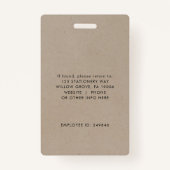 シックフェイクKraftロゴフォト従業員または先生ID バッジ (裏面)