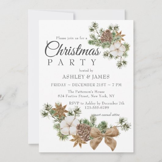 シックフェスティバルコットンパインクリスマスパーティー 招待状 (正面)